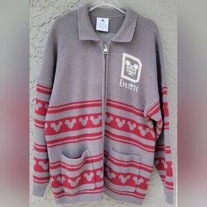 Walt Disney World Mickey Spirit Jersey Zip Front Sweater Cardigan size medium